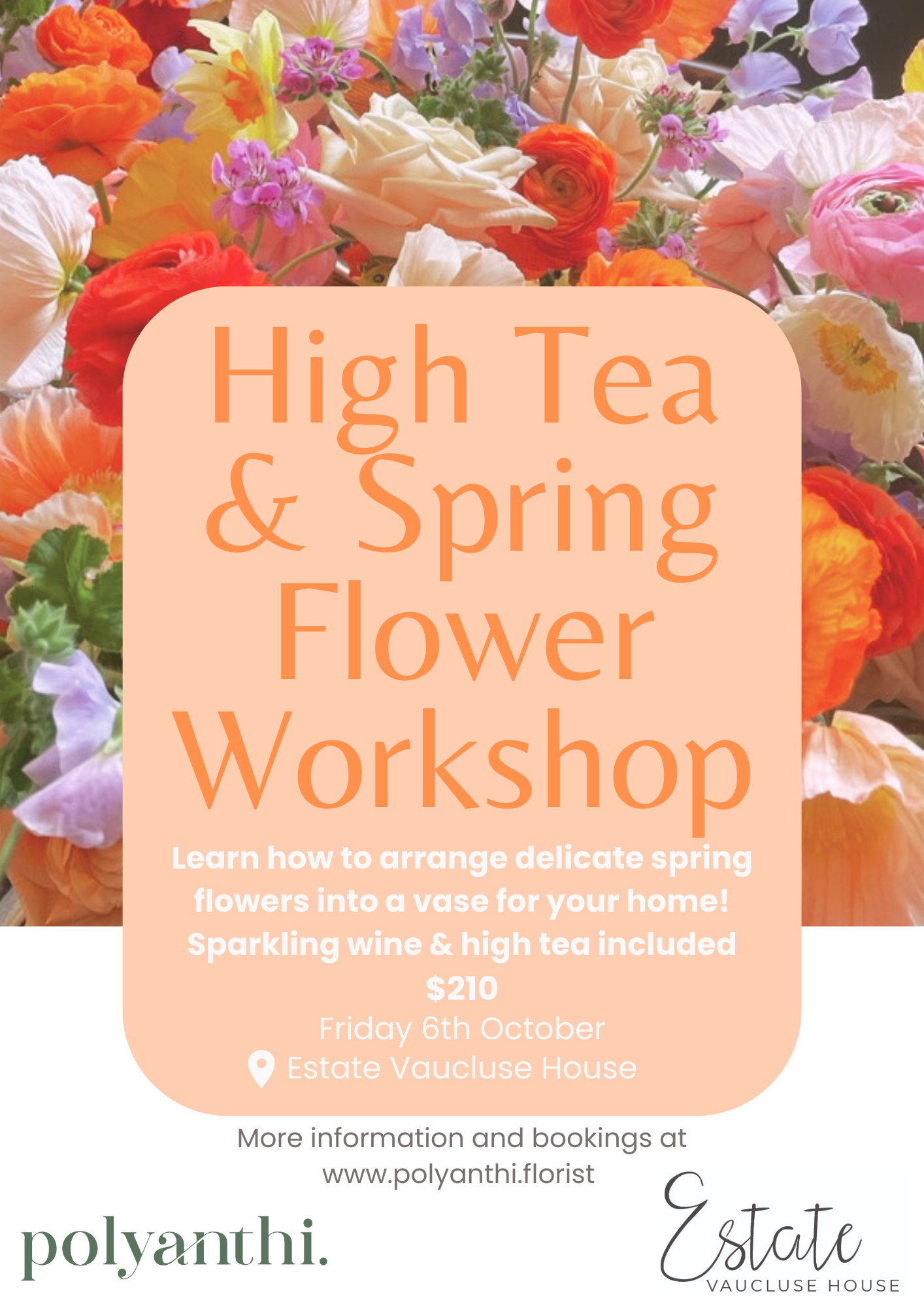 High Tea & Spring Flower Workshop Friday October 6th